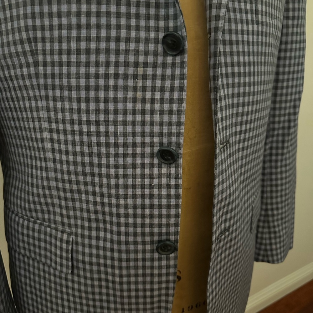Men's Blue Checkered Blazer custom 38 S - Picture 2 of 4